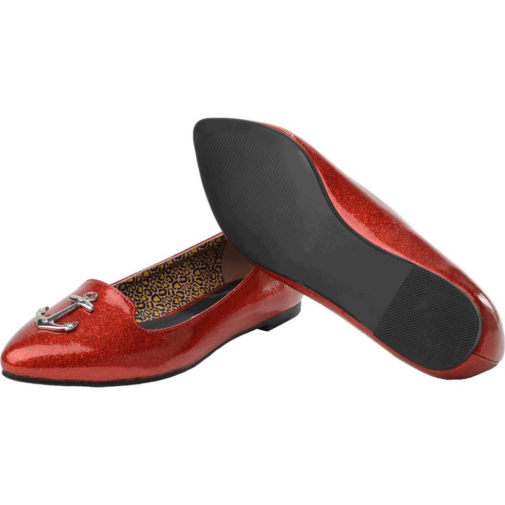 Women's T.U.K. Lux De Ville Anchor Patent Flat Red